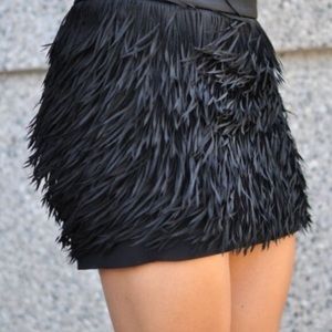EXPRESS black fringe chiffon mini skirt